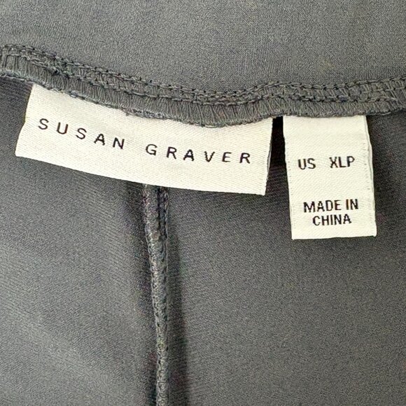 Susan Graver Every Day Liquid Knit Pull On Pants Petite XL XLP Gray Wide Leg - Picture 4 of 13